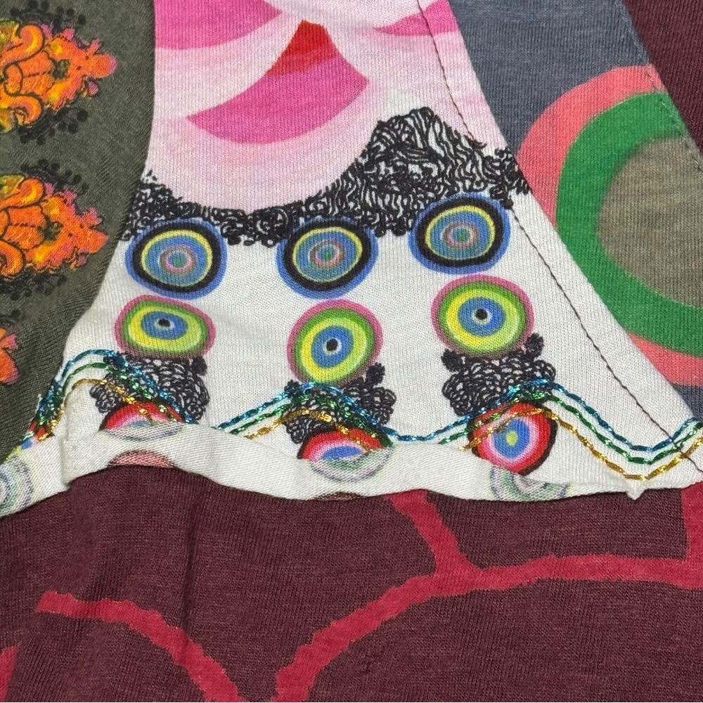 Colorful Desigual‎ long sleeve embroidered art to wear shirt sz S dopamine dress - Picture 5 of 9